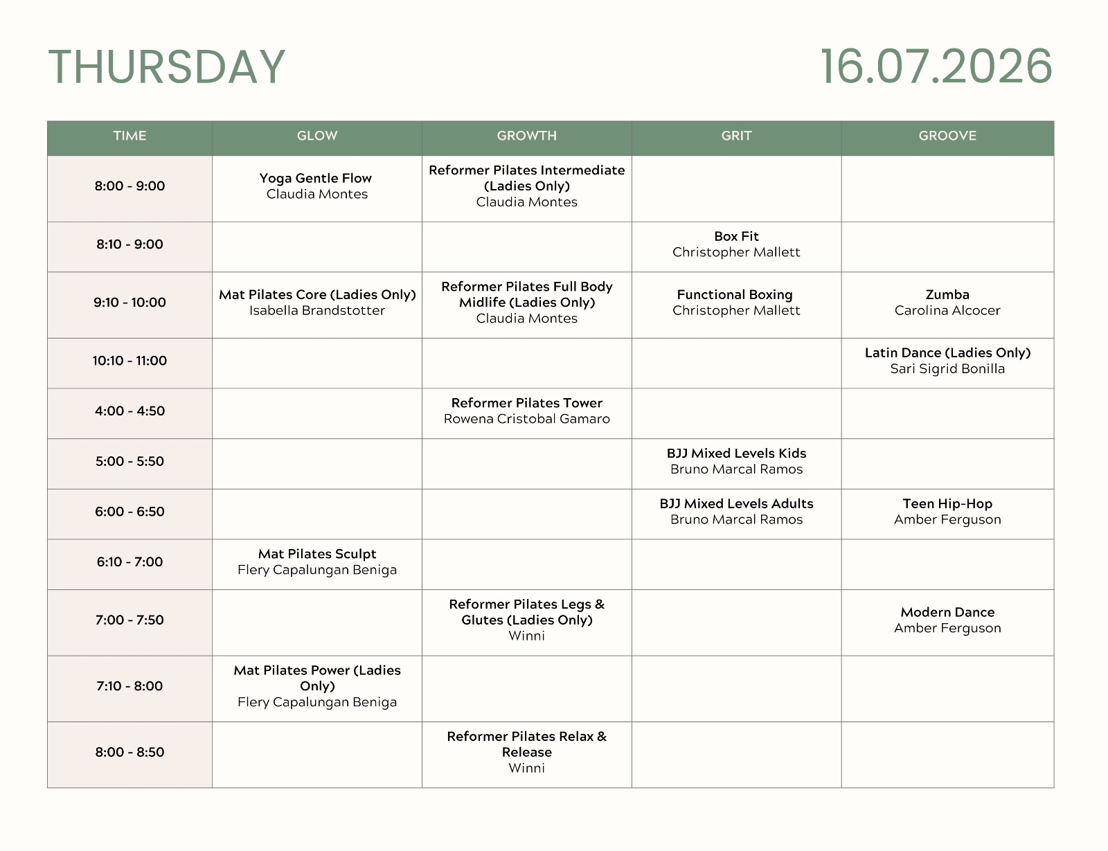 InnerG weekly schedule page 2